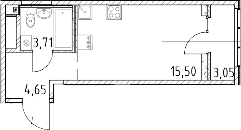 Квартира студия 23.86 м², 22/23 эт., ЖК «Город Первых»